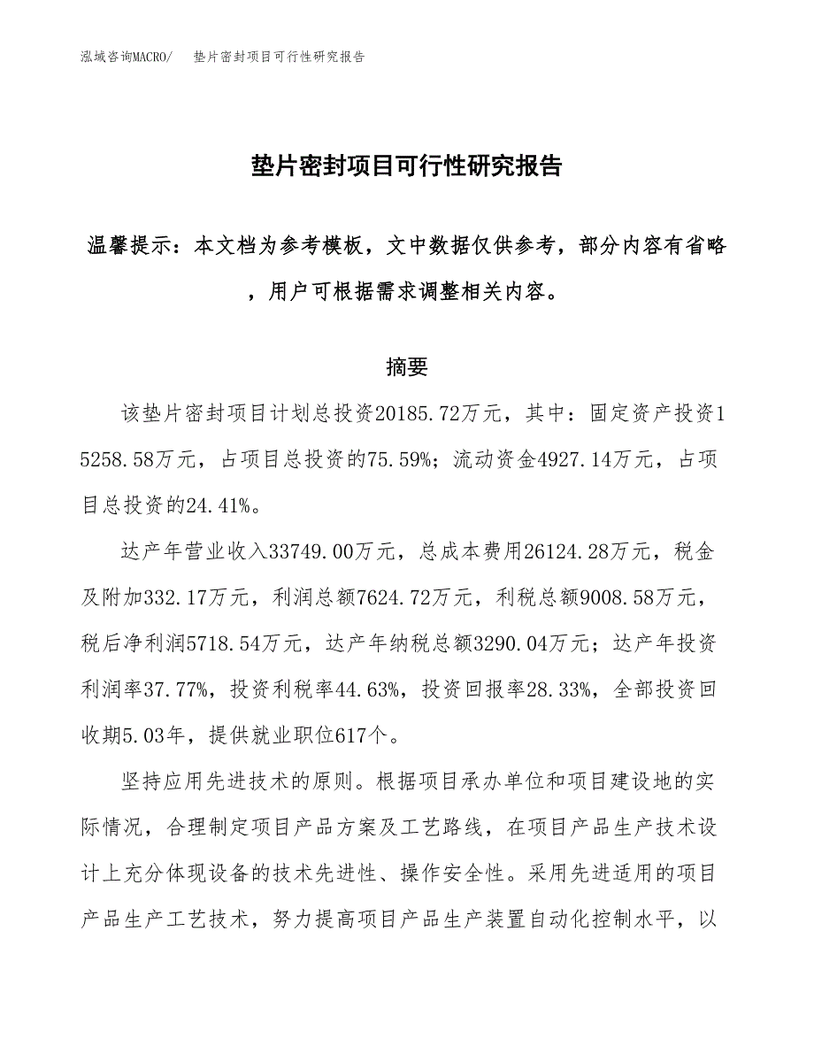 2019垫片密封项目可行性研究报告参考大纲.docx_第1页