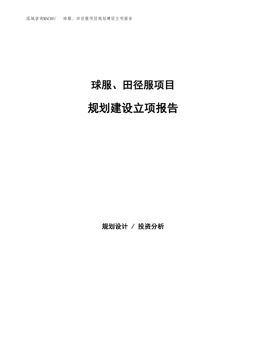 球服、田径服项目规划建设立项报告_第1页