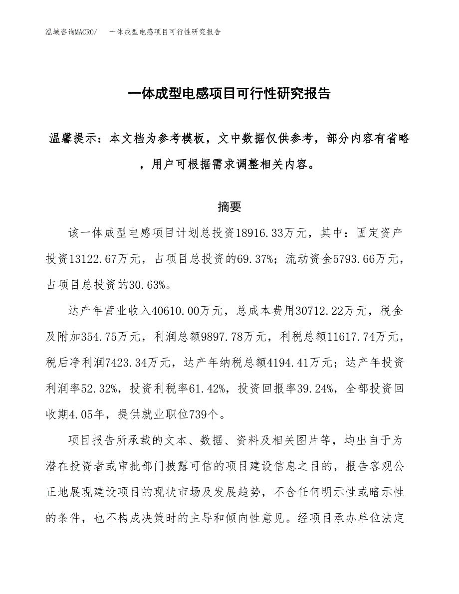 2019一体成型电感项目可行性研究报告参考大纲.docx_第1页