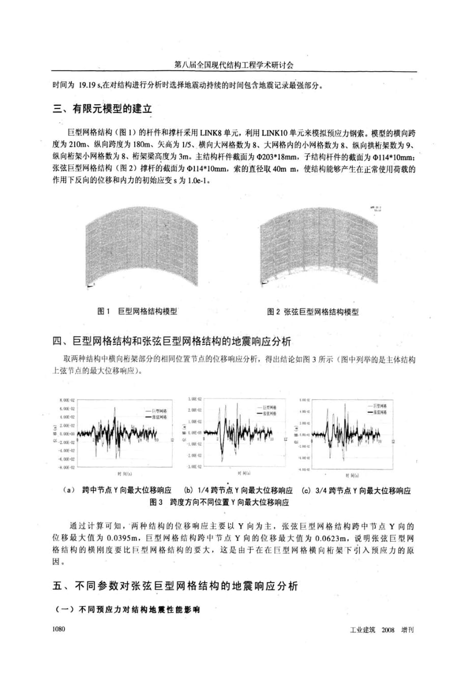 张弦巨型网格结构的地震响应时程分析_第2页