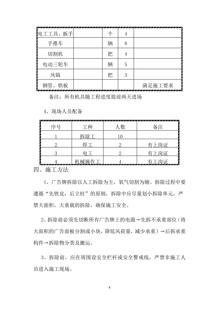 广告牌匾拆除施工 方案_第4页