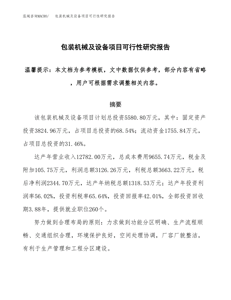 2019包装机械及设备项目可行性研究报告参考大纲.docx_第1页