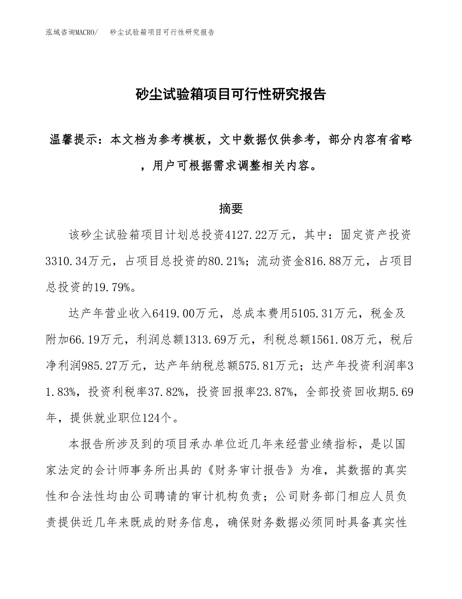 2019砂尘试验箱项目可行性研究报告参考大纲.docx_第1页