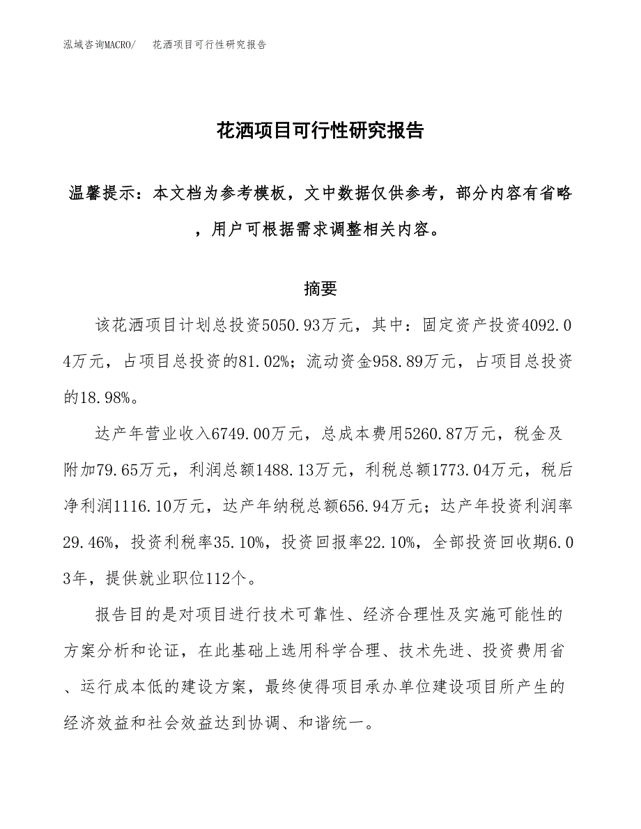 2019花洒项目可行性研究报告参考大纲.docx_第1页