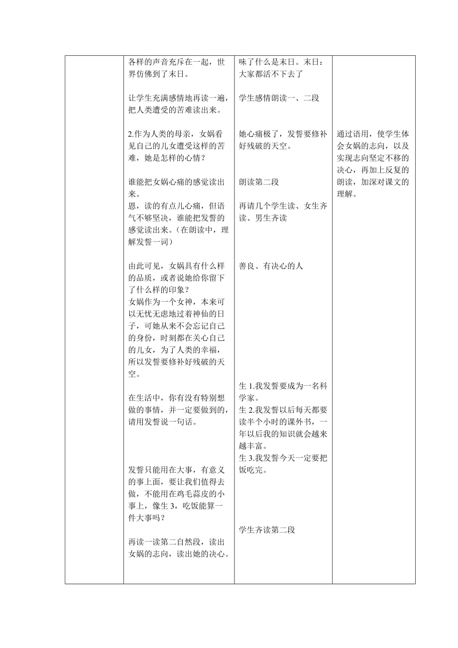 语文北师大二年级下册女娲补天第二课时教学设计_第3页