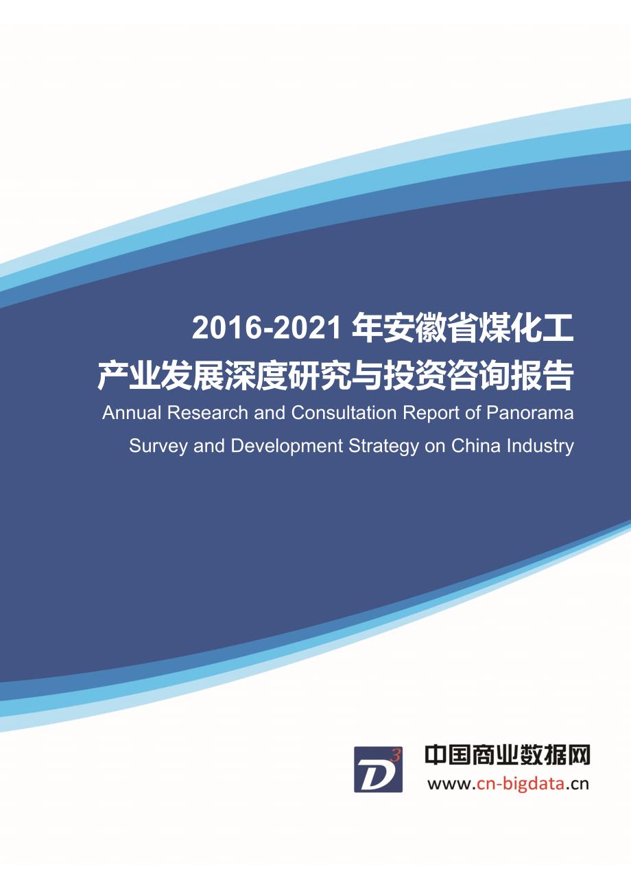 2016-2020年安徽省煤化工产业发展预测与投资咨询报告_第1页