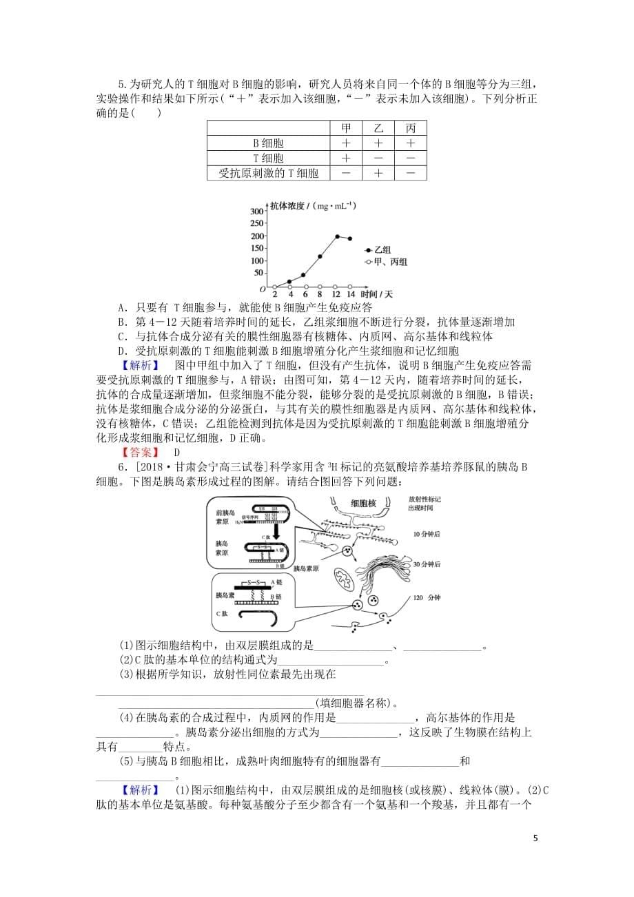 2019届高考生物二轮复习 专题一 生命系统的物质基础和结构基础 课时作业（二）生命系统的结构基础_第5页