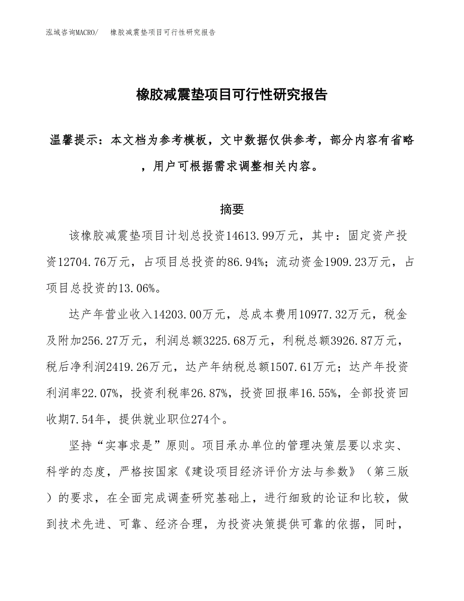 2019橡胶减震垫项目可行性研究报告参考大纲.docx_第1页