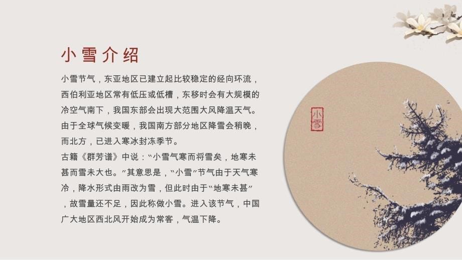 红色唯美中国风小雪节气介绍PPT模板_第5页