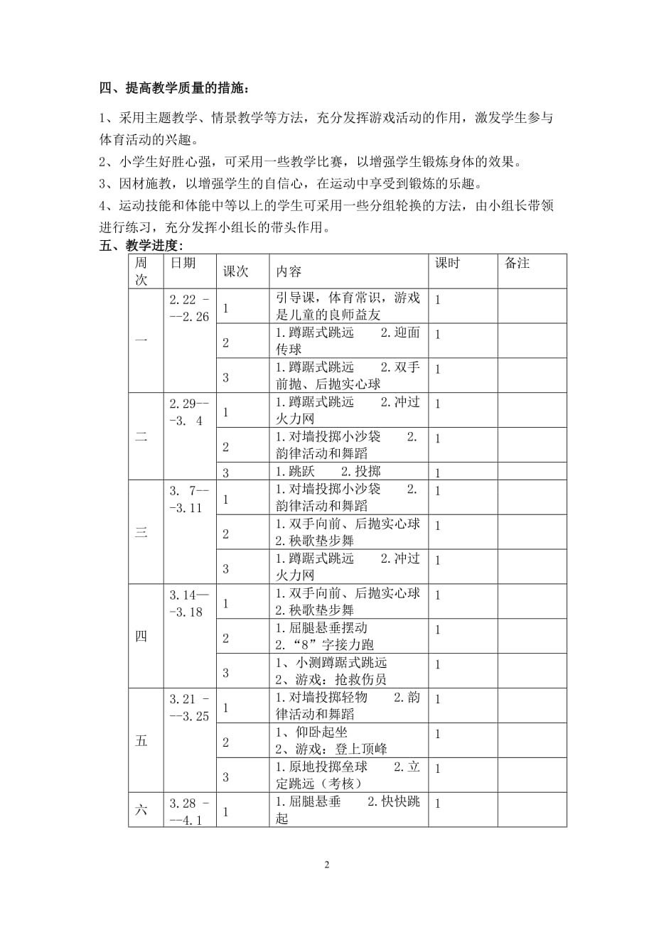 三年级体育教学计划 五部分_第2页