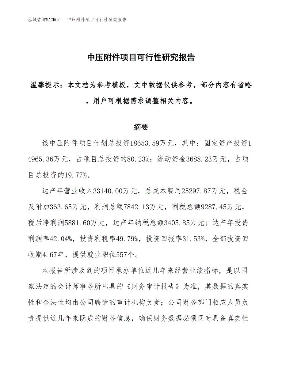 2019中压附件项目可行性研究报告参考大纲.docx_第1页