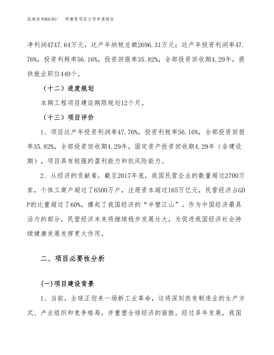 关于建设研磨泵项目立项申请报告模板（总投资13000万元）_第4页