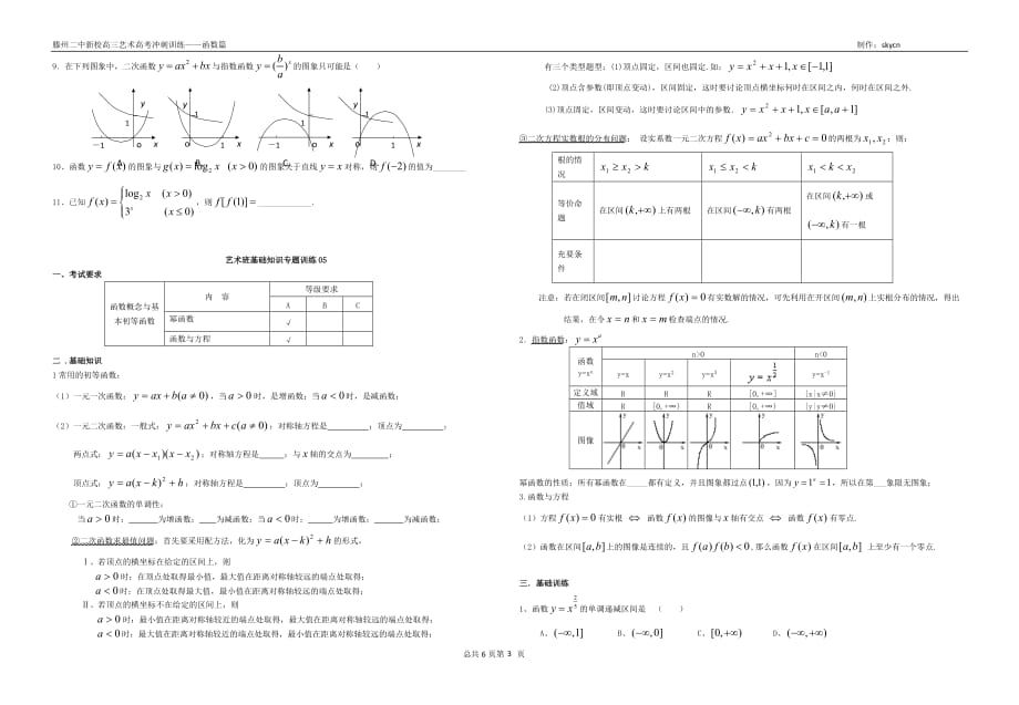 滕州中校高艺术高考冲刺训练——函数篇_第3页