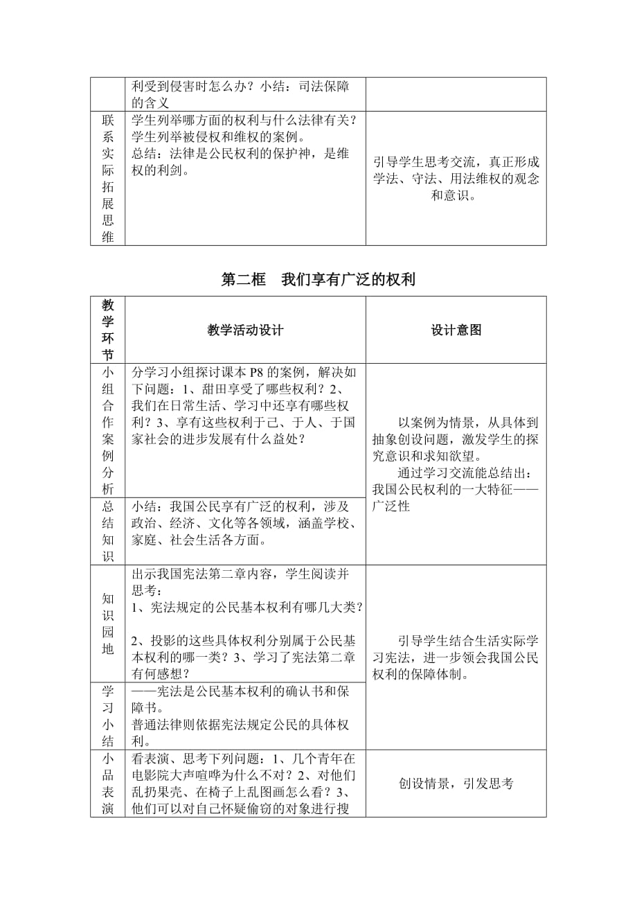 第一课国家的主人 广泛的权利教案设计教案_第3页