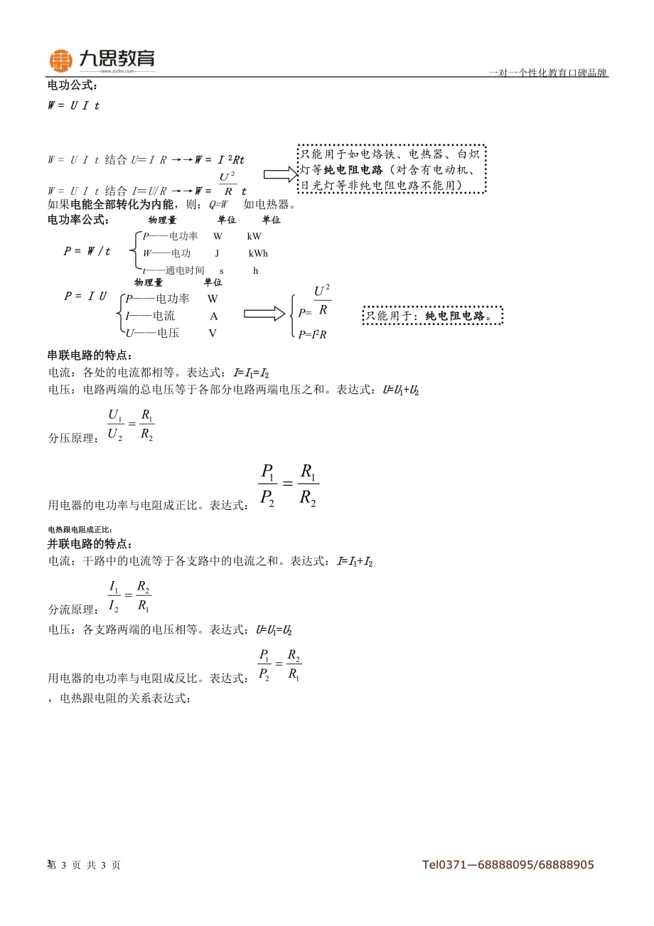 重点初中物理公式(人教)_第3页