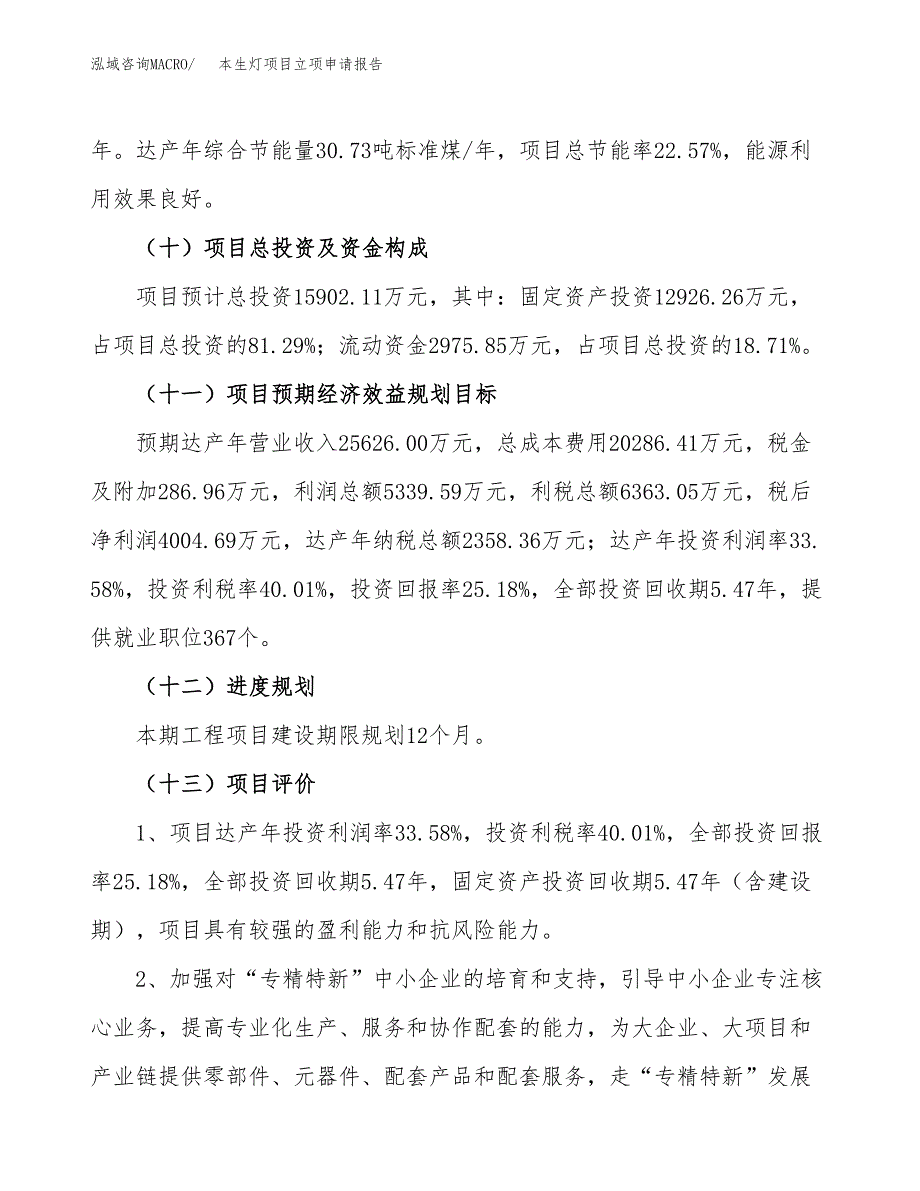 关于建设本生灯项目立项申请报告模板（总投资16000万元）_第4页