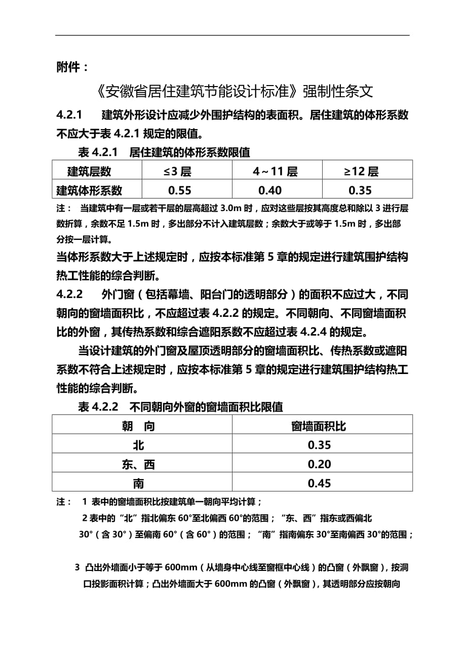 《安徽省居住建筑节能设计标准》强制性条文.doc_第1页