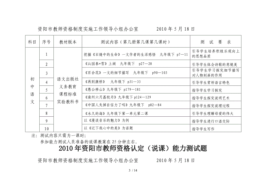 年初中汇总(资阳教师说课测试题)_第3页