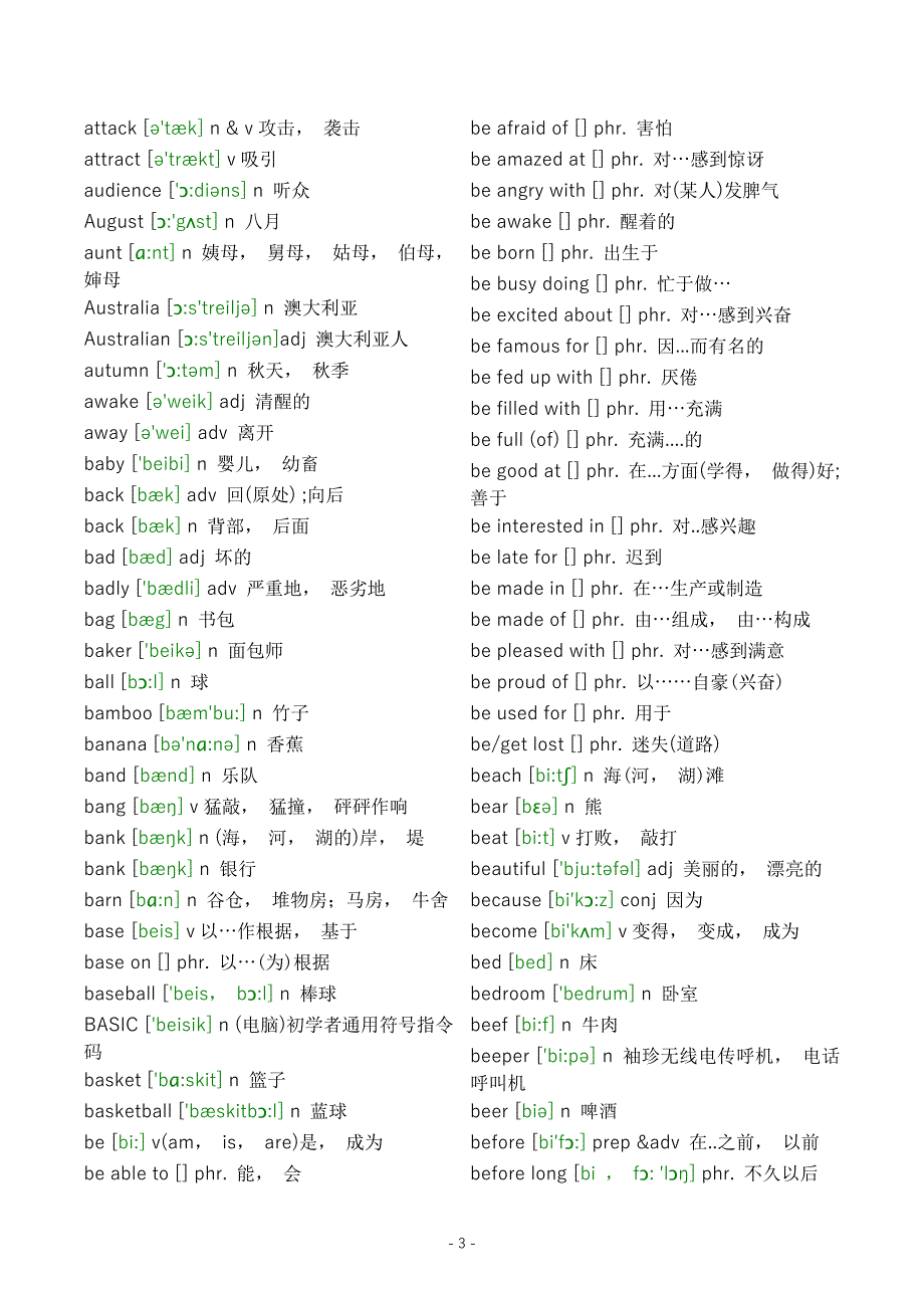 重点初中英语词汇单词带音标按字母排序_第3页