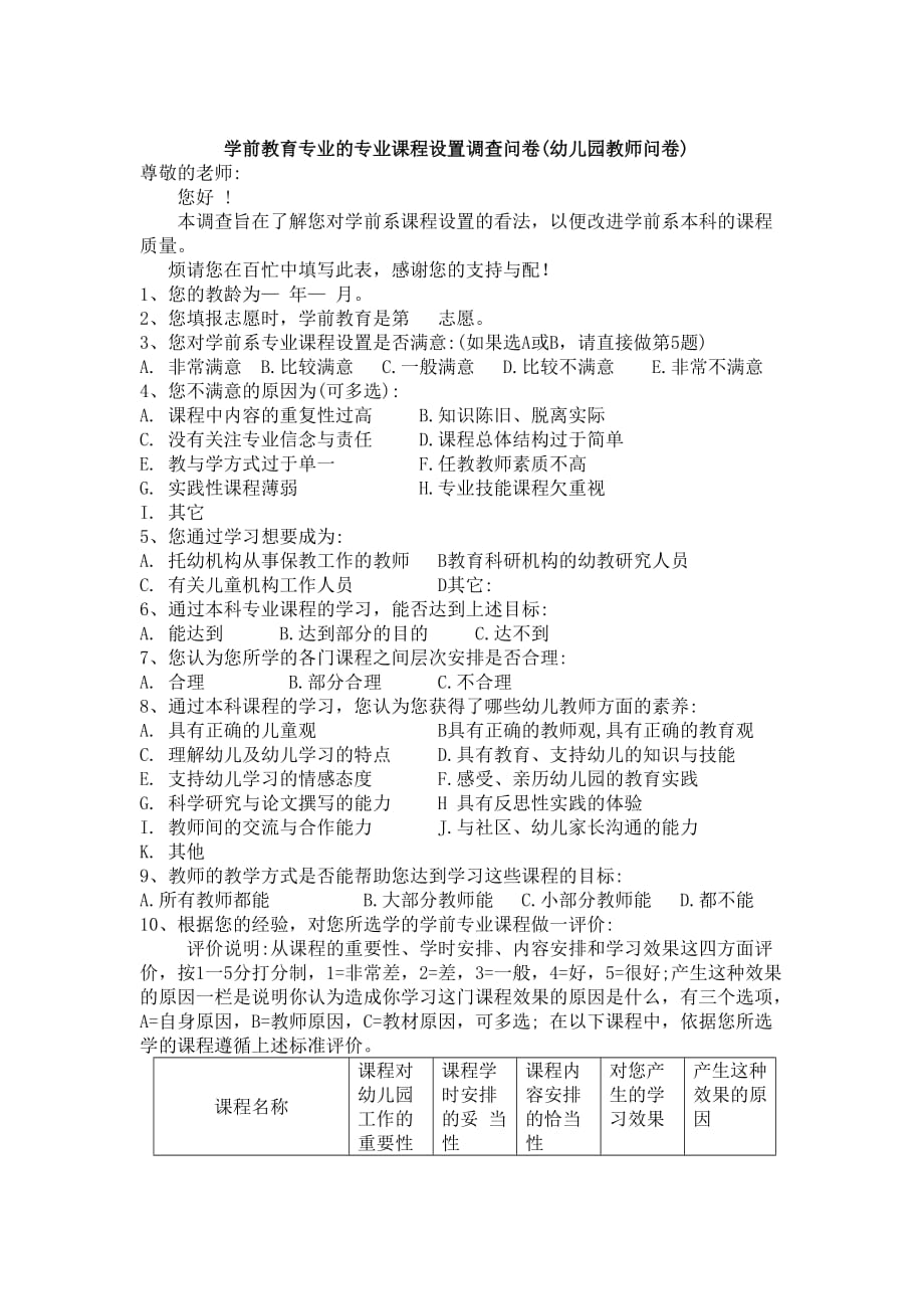 3-1-学前教育专业的专业课程设置调查问卷_第3页