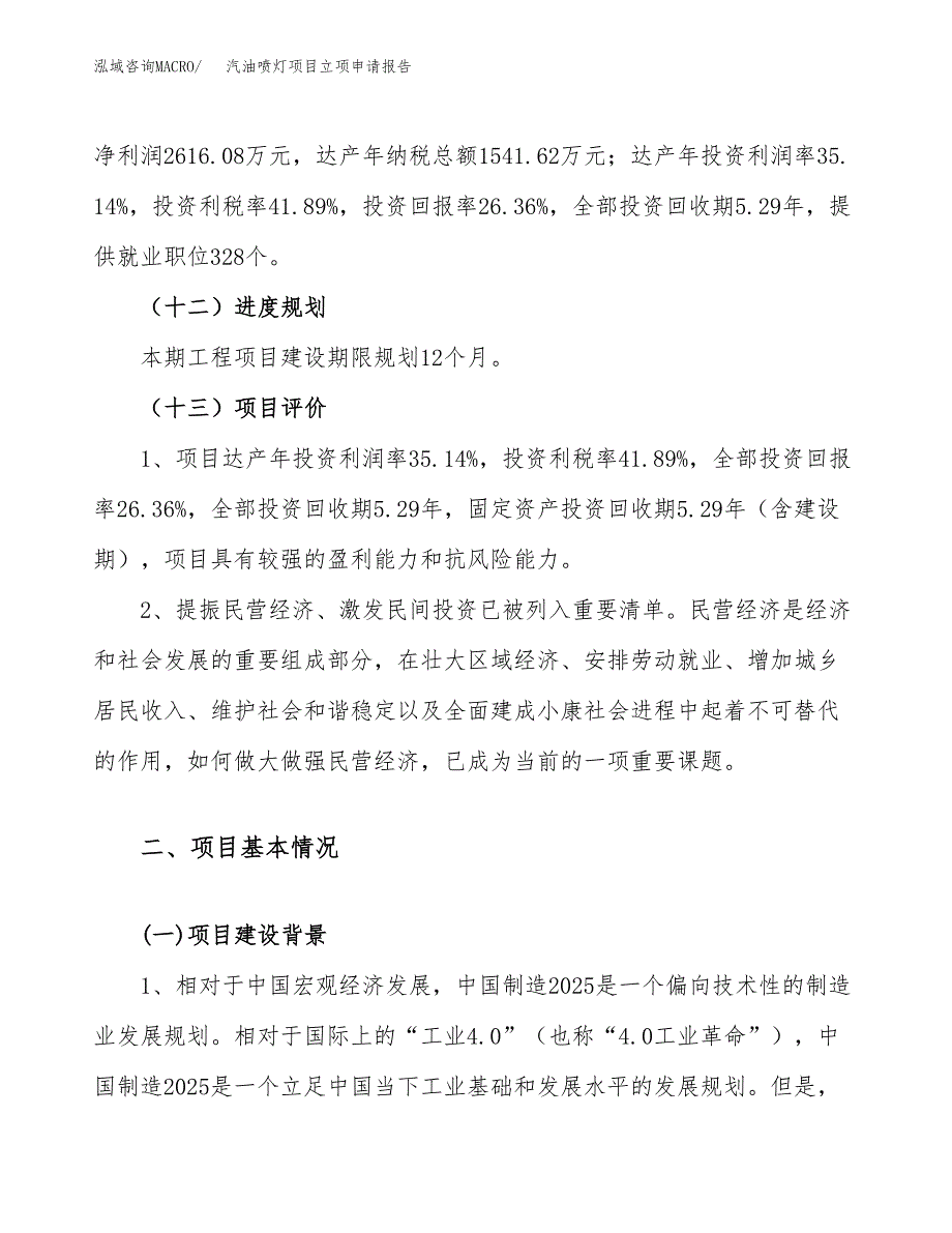 关于建设汽油喷灯项目立项申请报告模板（总投资10000万元）_第4页