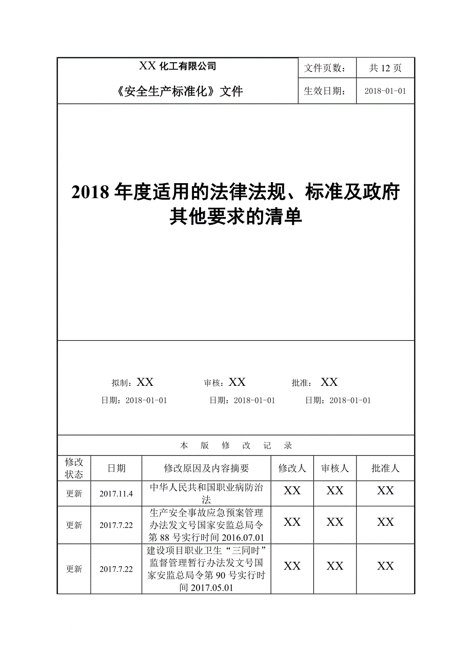 2018年适用的法律法规、标准及政府其他要求的清单.doc_第2页