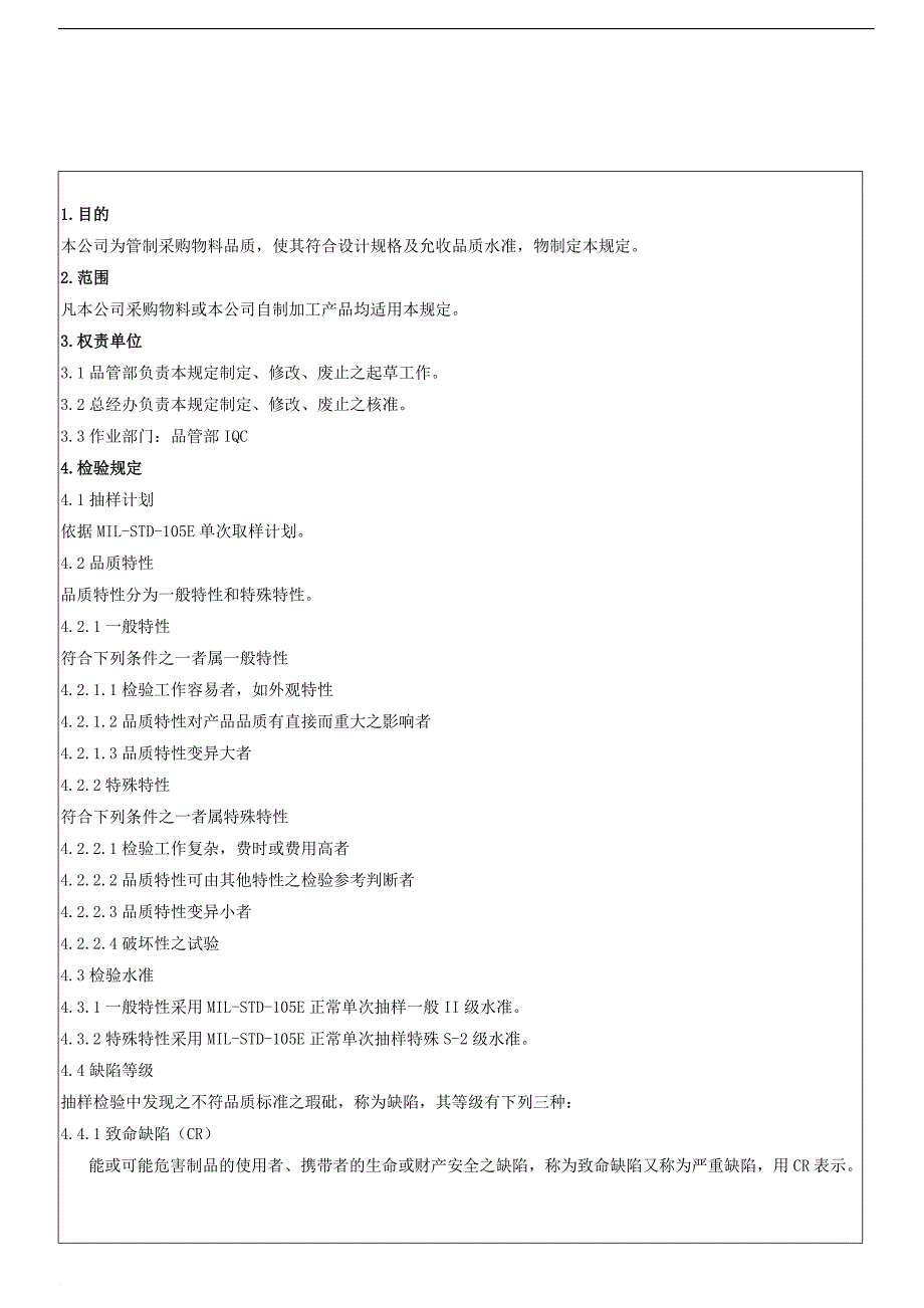 iqc来料检验规范标准书(最全分类)_第1页