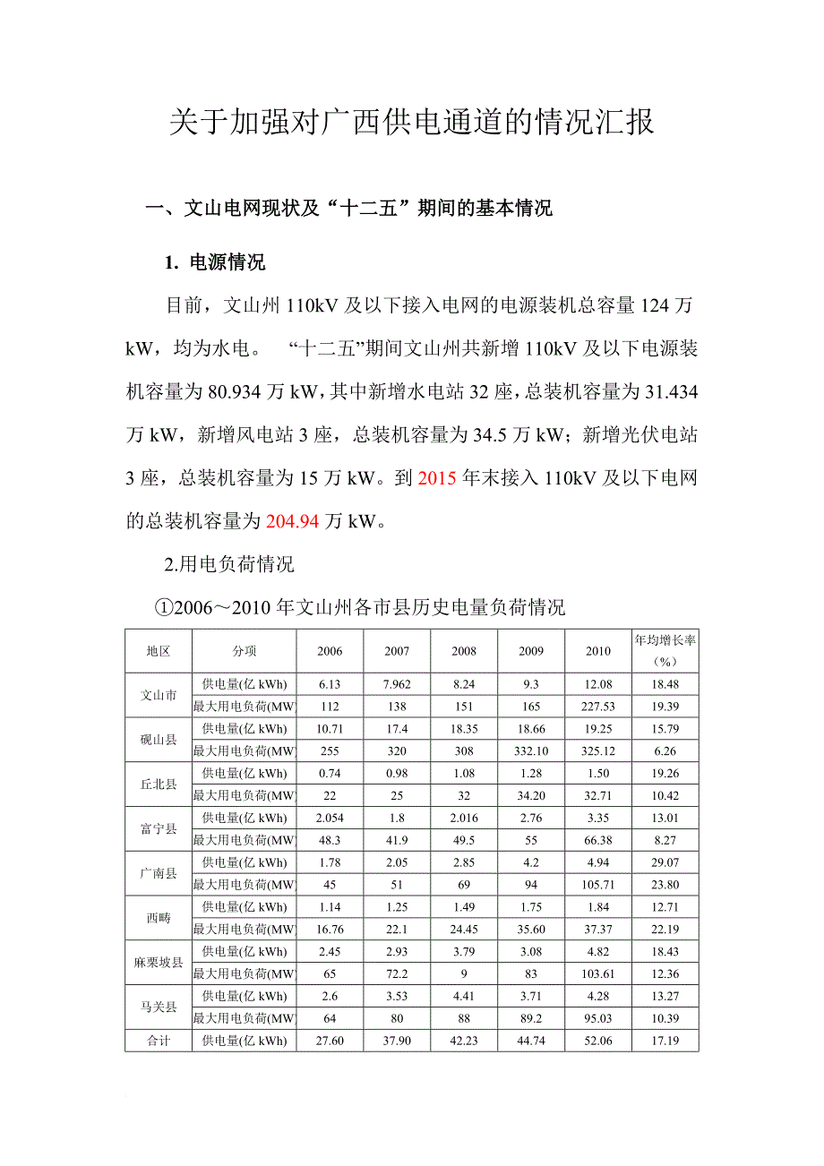 关于加强对广西供电通道的情况汇报_第1页