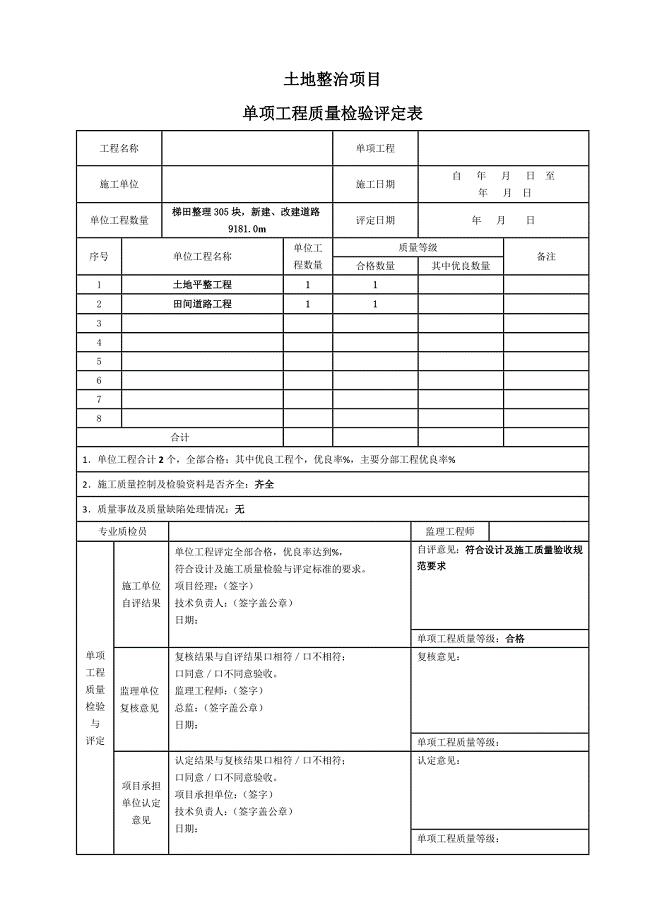 《土地整治工程质量检验与评定规程》(tdt1041-2013)评定表.doc