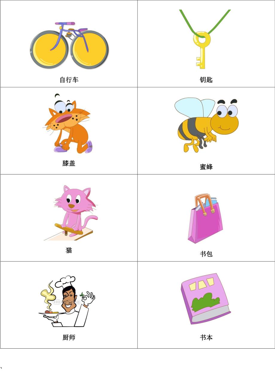 北京小学一年级英语上册单词图片卡资料_第4页