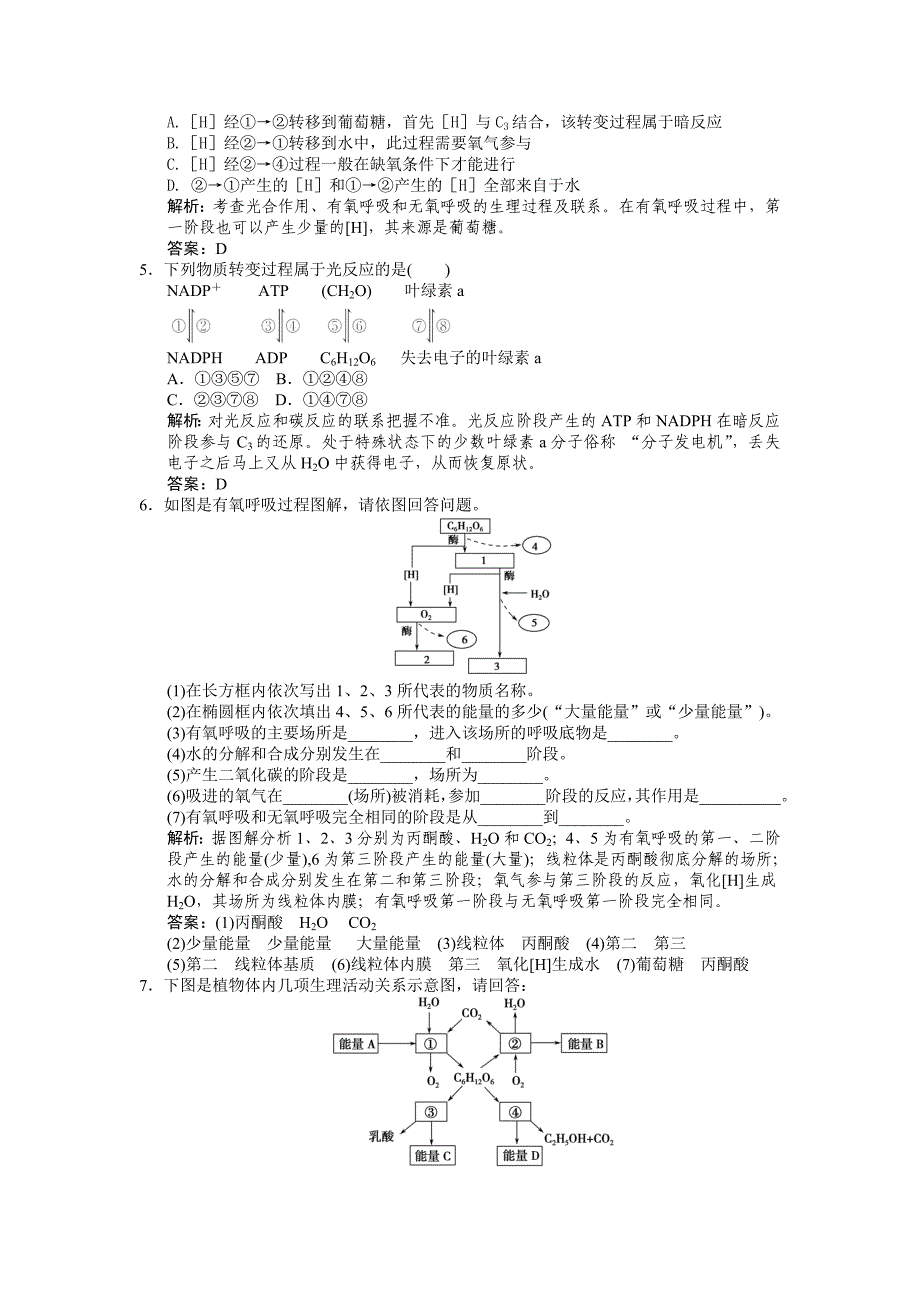 光合作用与呼吸作用相关题型专训资料_第2页