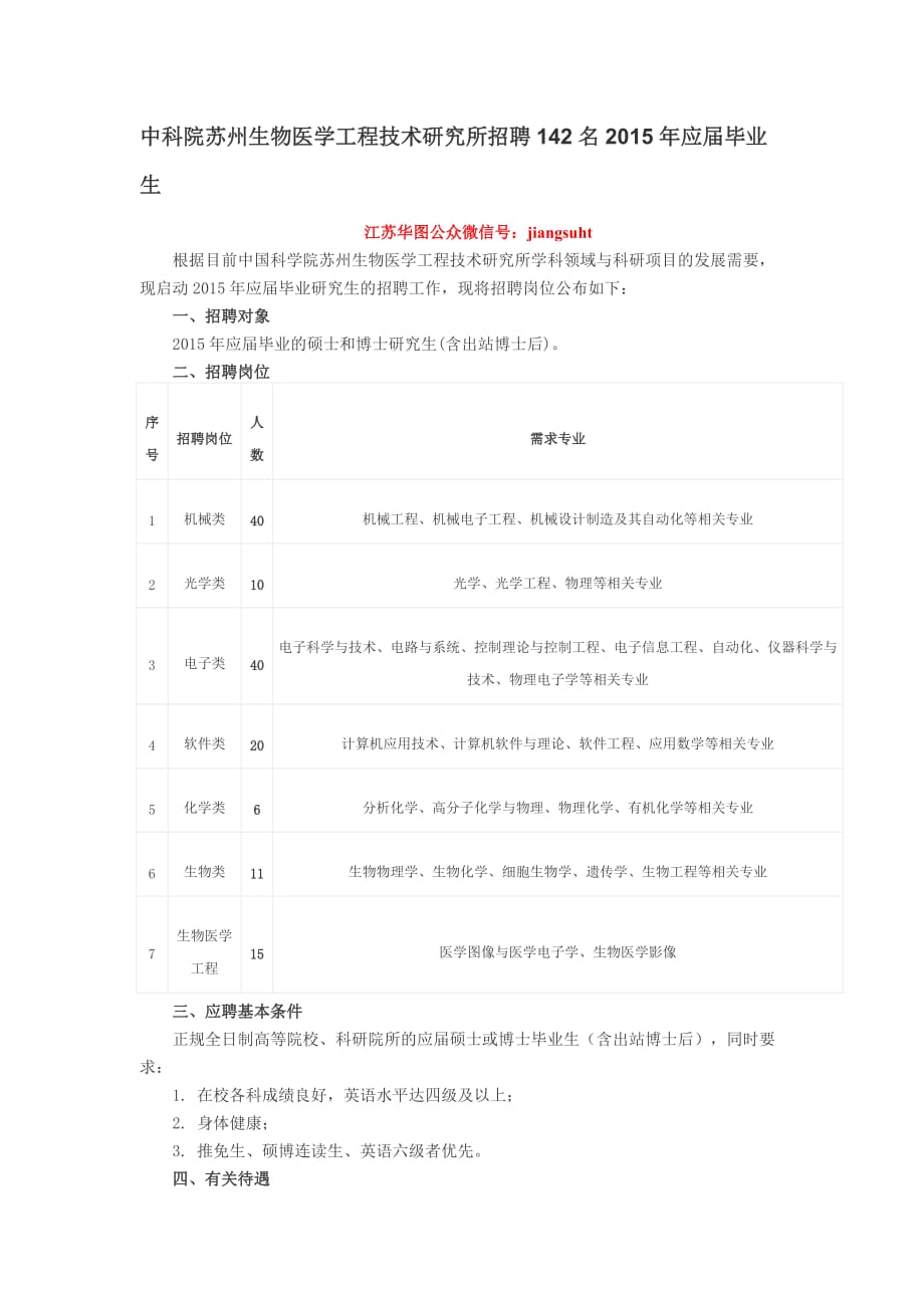 中科院苏州生物医学工程技术研究所招聘142名2015年应届毕业生_第1页