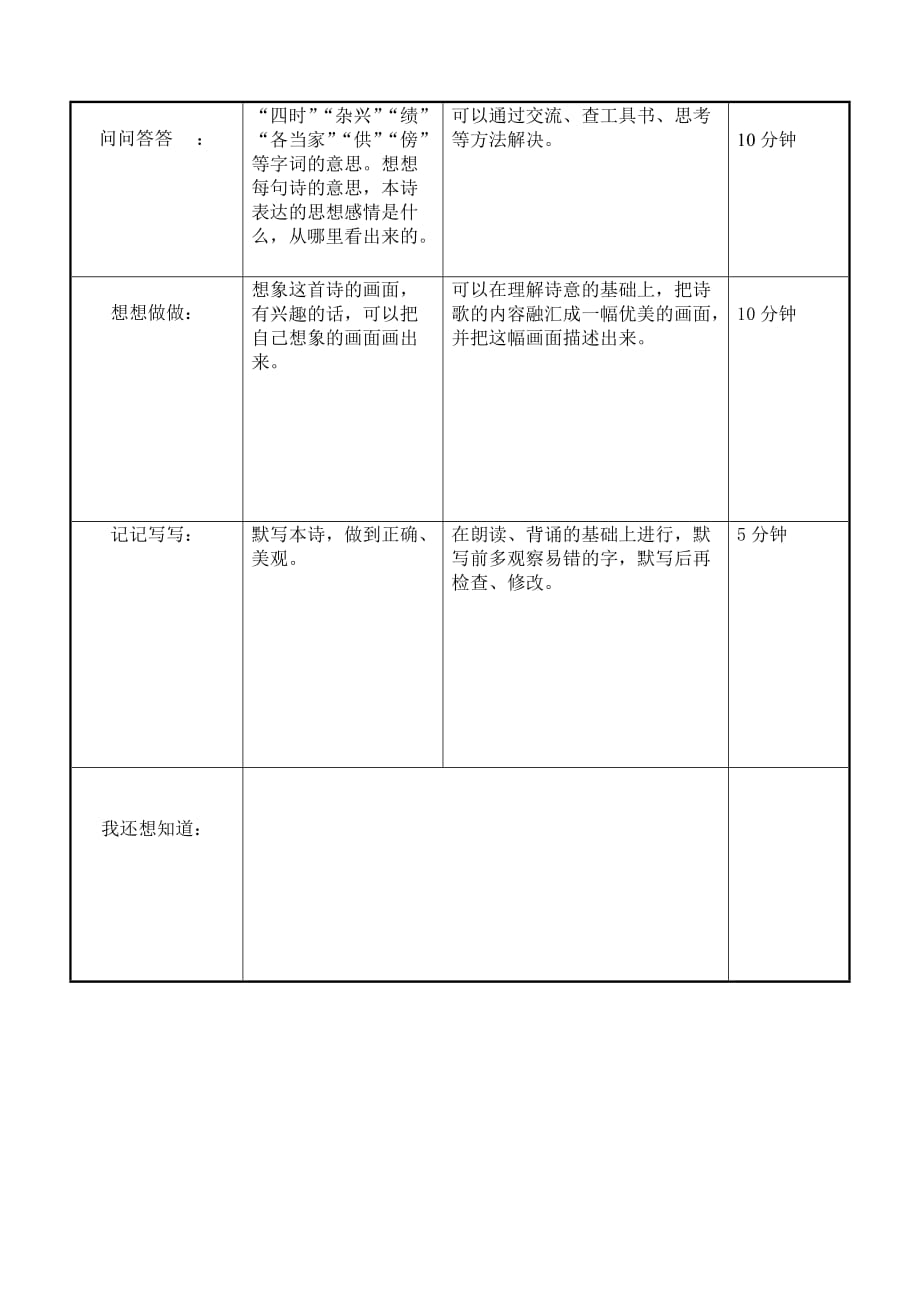 语文人教版四年级下册《四时田园杂兴》导案_第4页