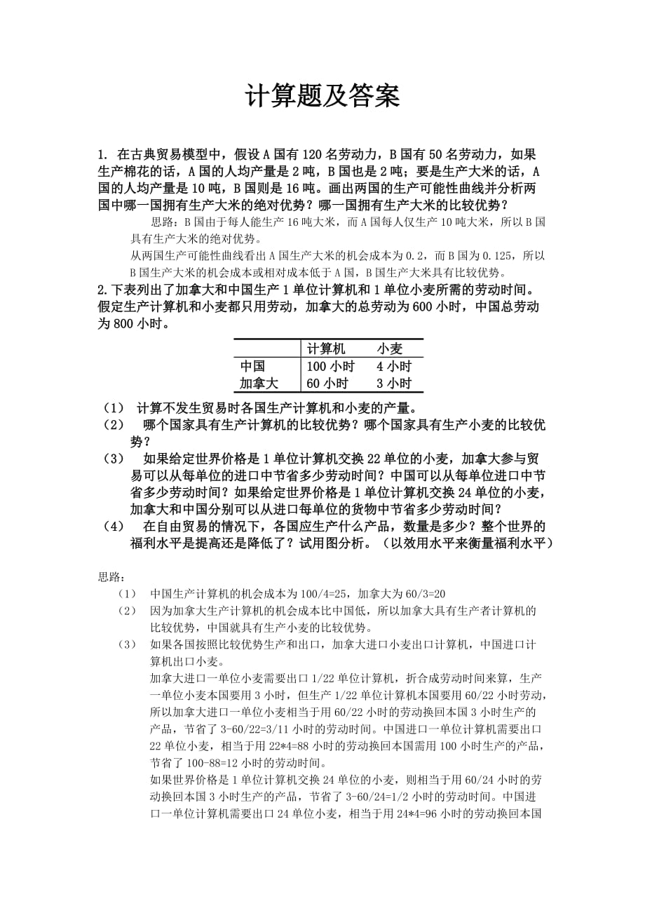 《国际经济学》计算题及答案.doc_第1页