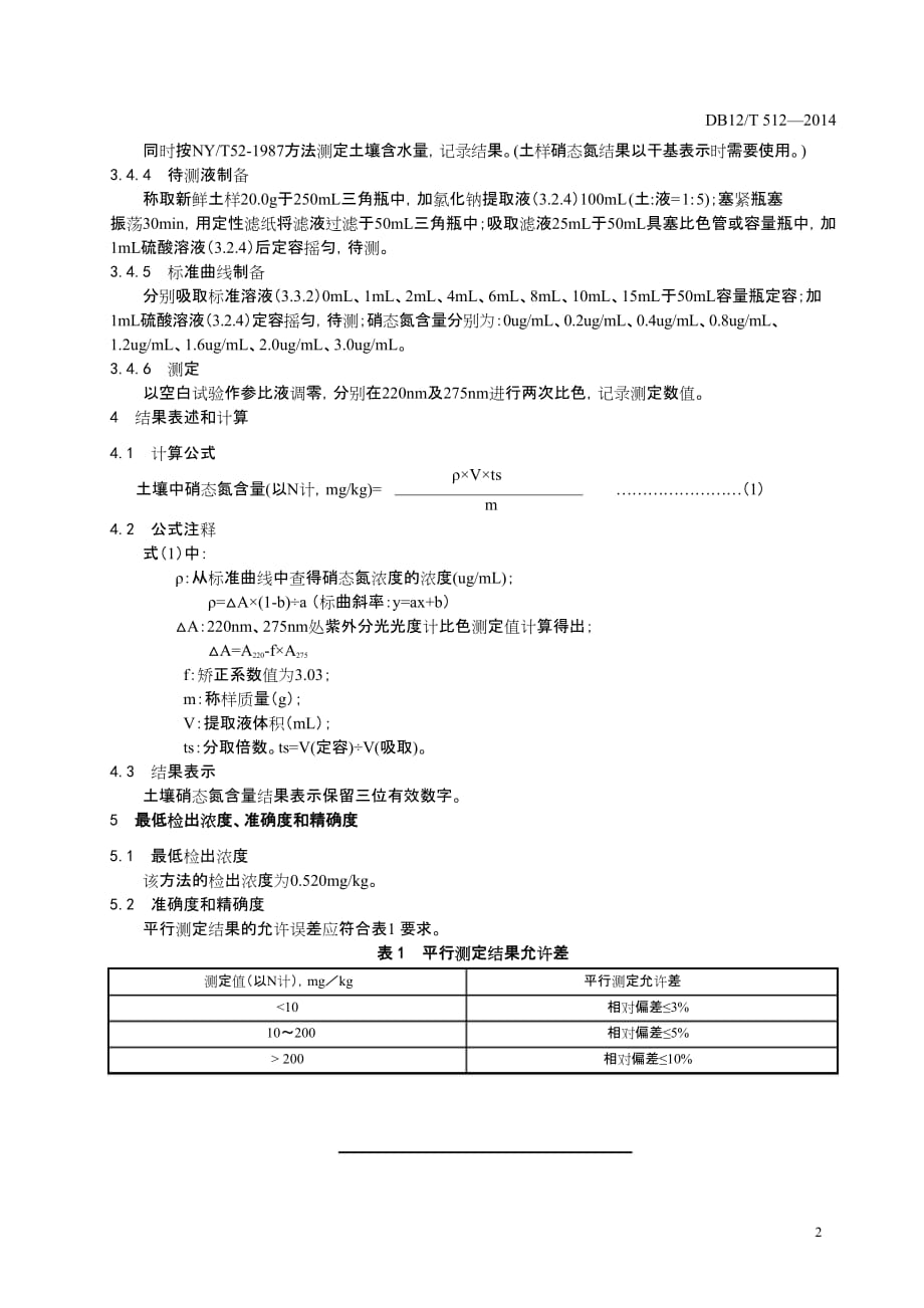 DB12_T512-2014土壤样品中硝态氮的测定方法_第4页