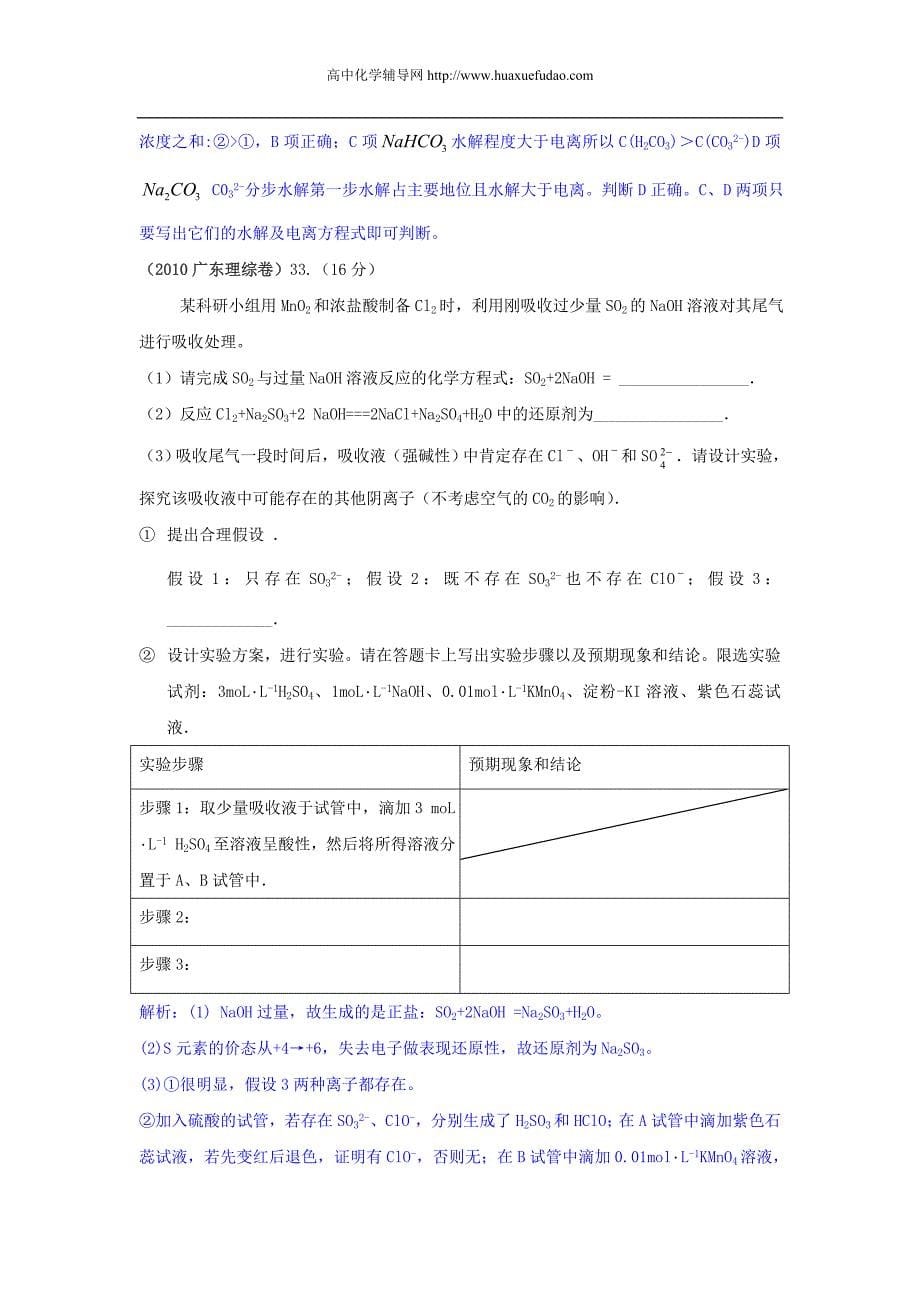 2010高考化学试题分类汇编——非金属及其化合物资料_第5页