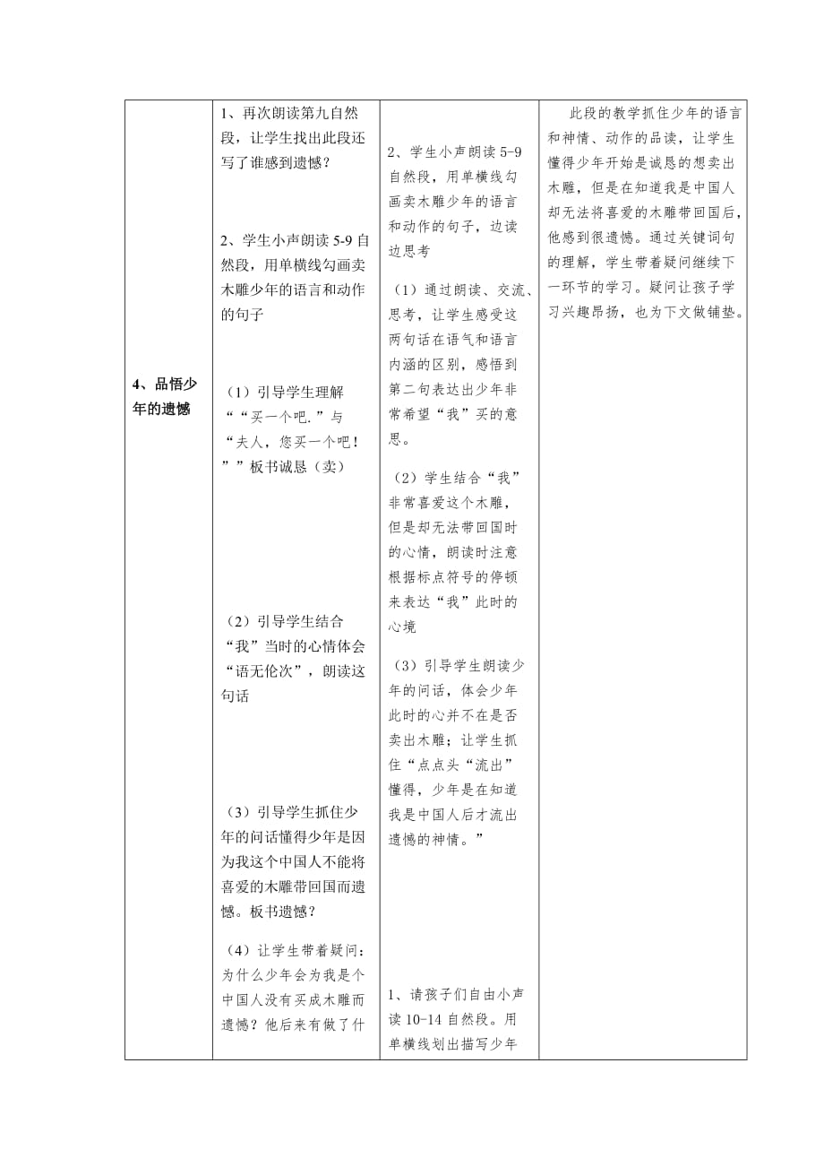 三年级人教版语文下册《卖木雕的少年》第二课时教学设计_第4页