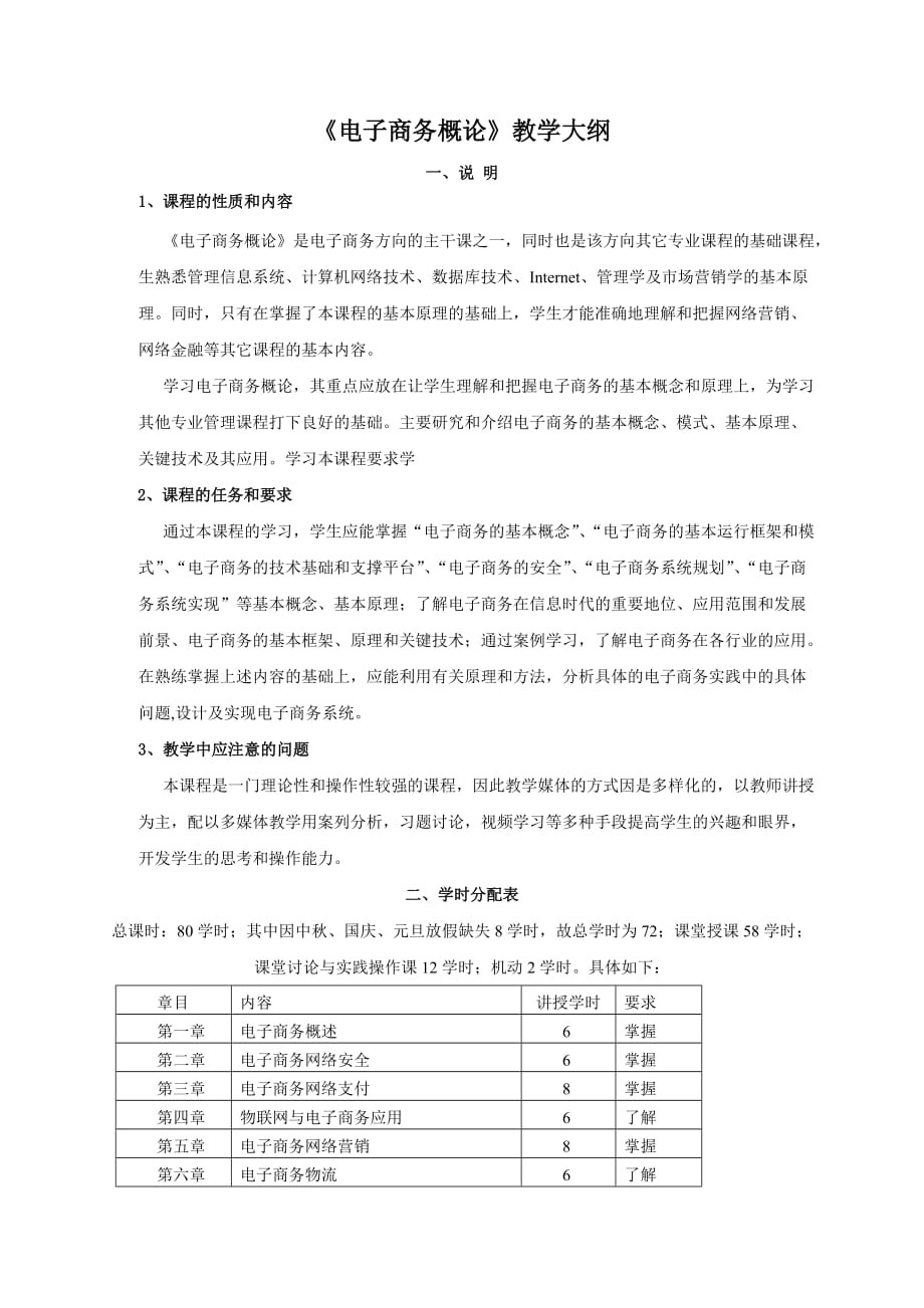 中电财1302和中电商1301-2班《电子商务概论》教学大纲_第1页