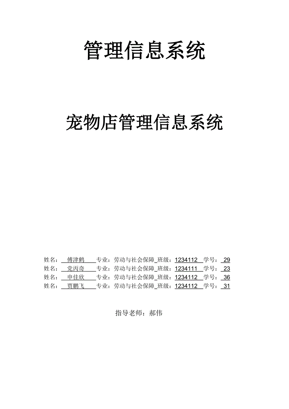 宠物店管理信息系统资料_第1页