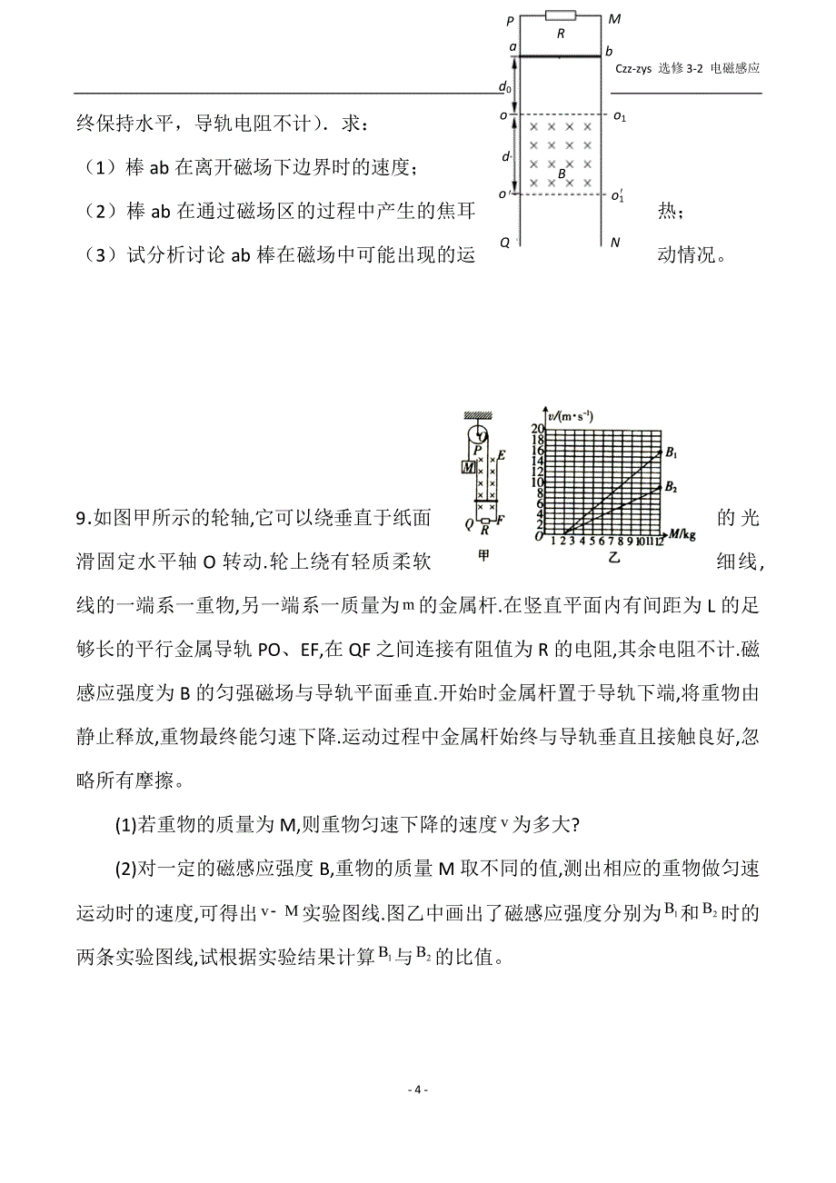 高二物理选修3-2电磁感应经典练习_第4页