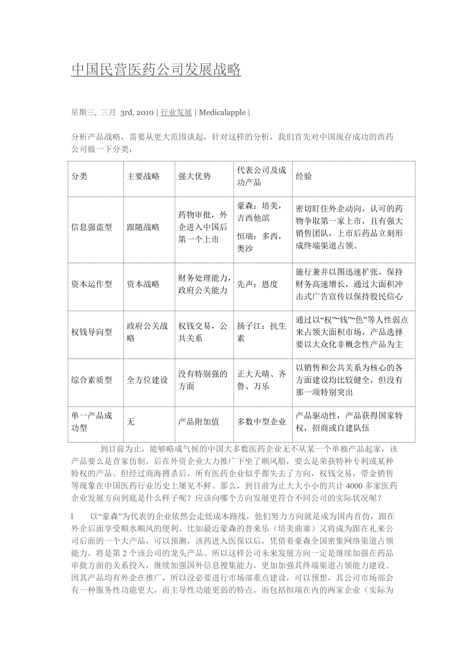 中国民营医药公司发展战略.doc_第1页