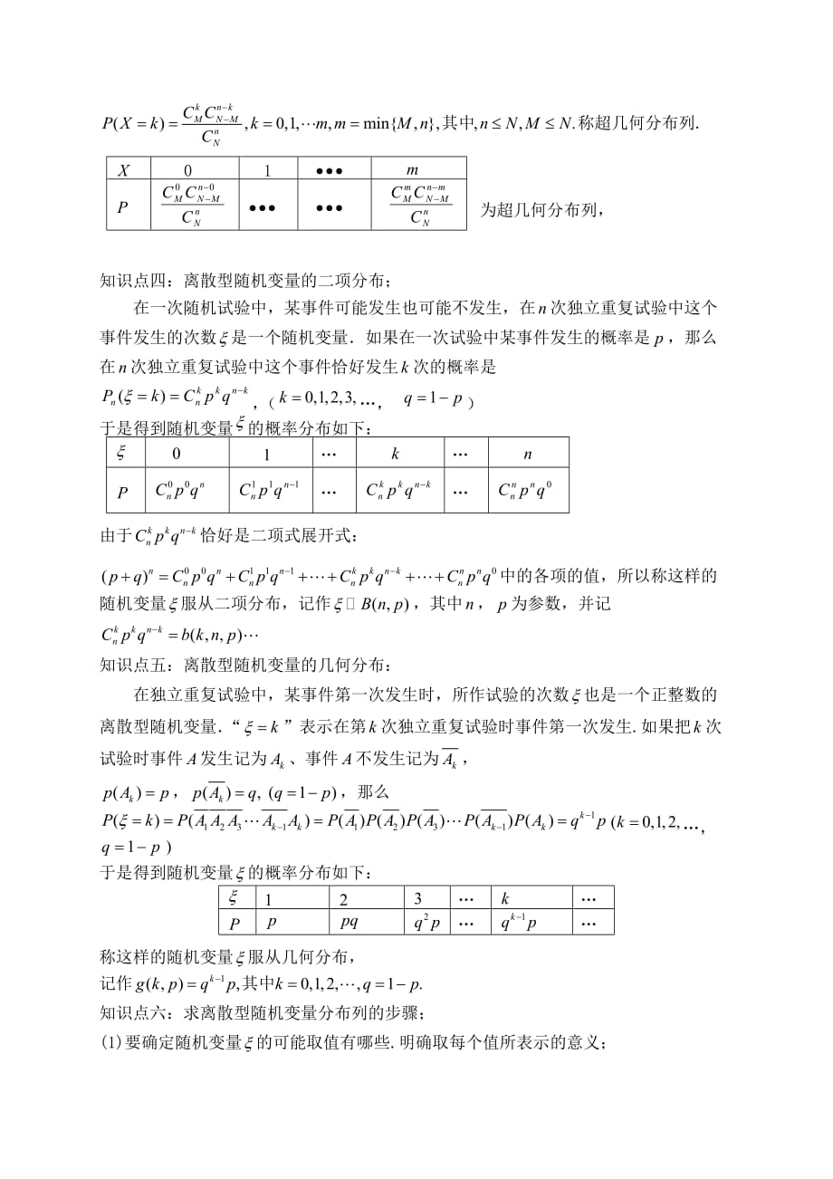 (王)选修2-3离散型随机变量及其分布列知识点_第2页