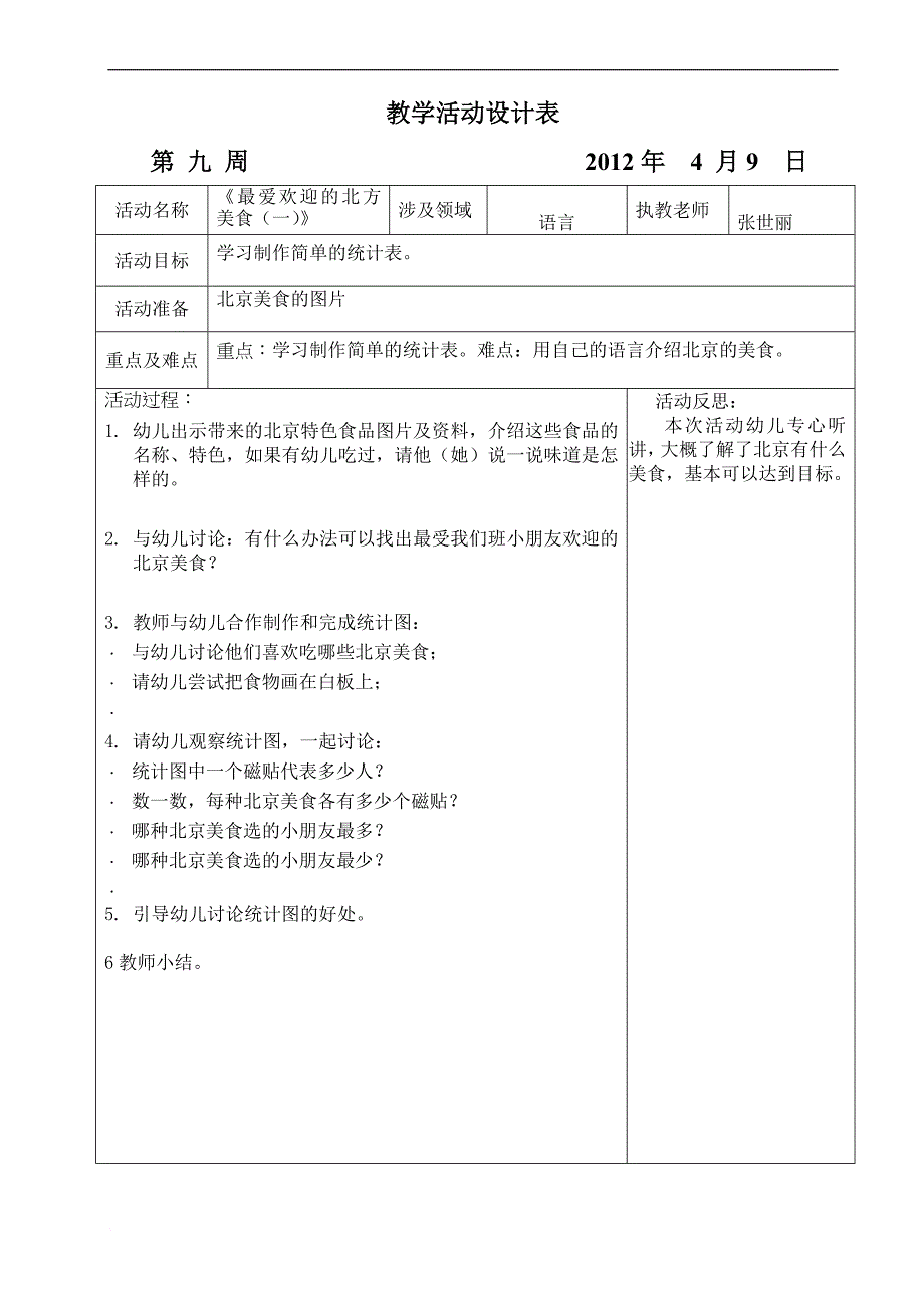 坑头幼儿园2011学年第二学期大一班备课,第九周.doc_第1页