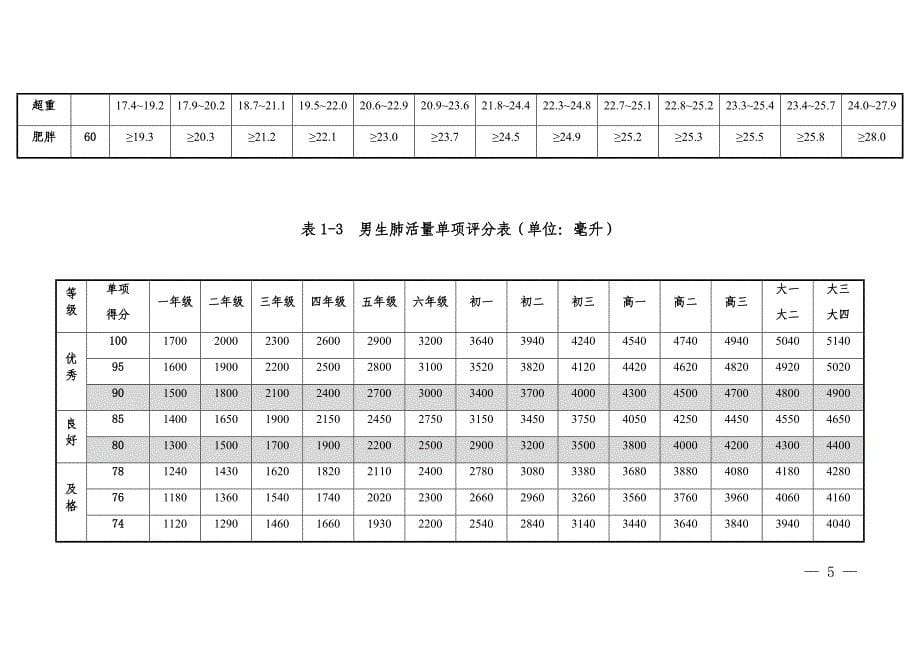 学生体质健康测试评分标准资料_第5页