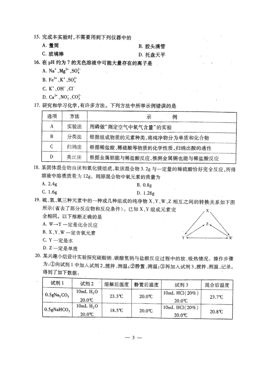 2017年常州中考模拟卷（高清扫描版）_第3页