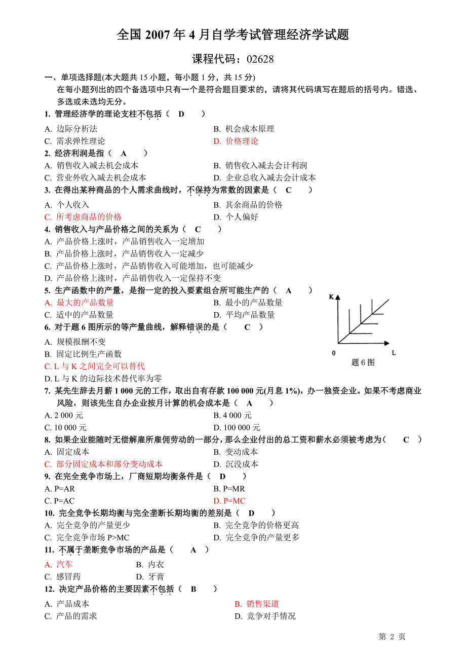 管理经济学历年真题解析2004-2014资料_第2页