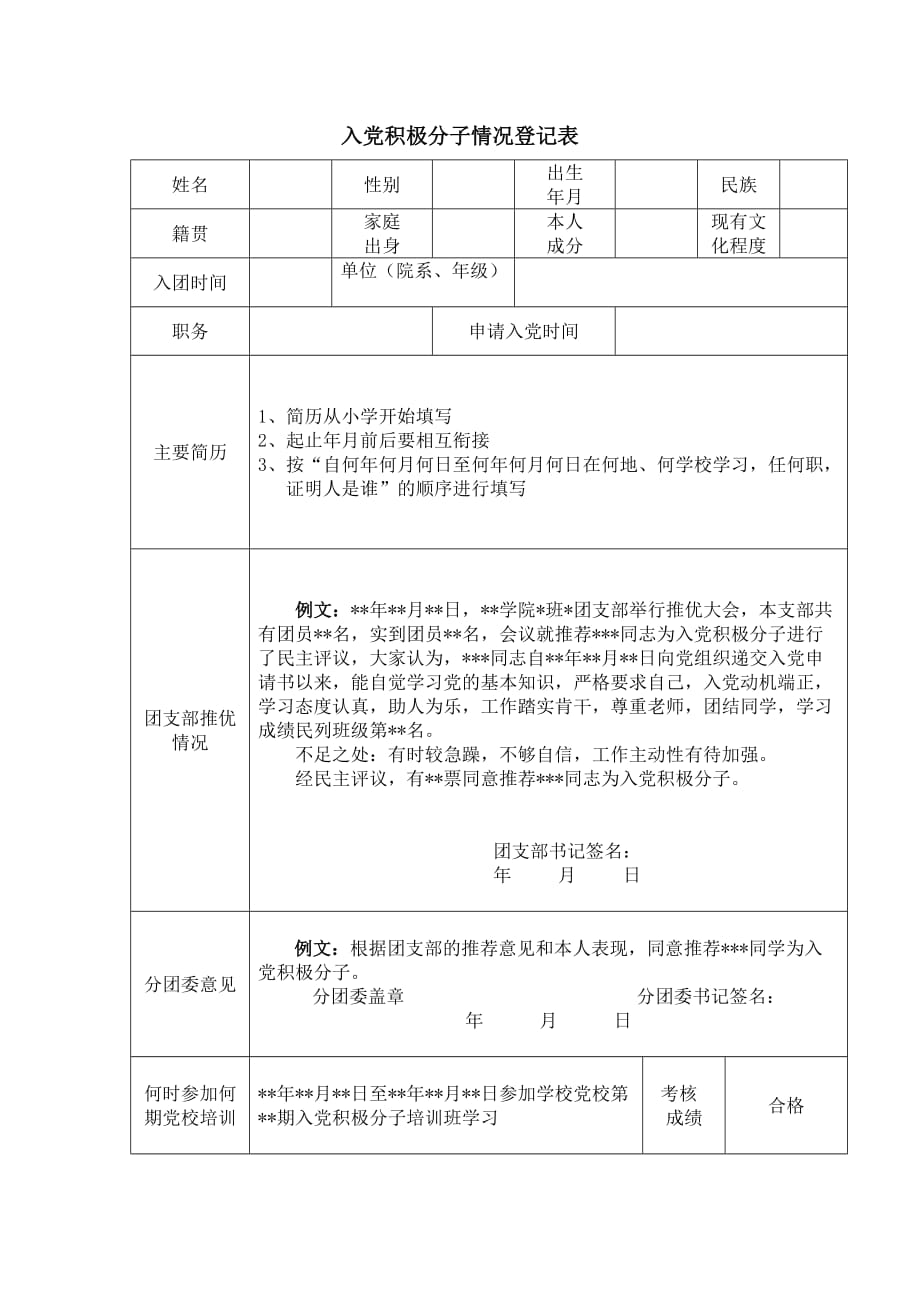 入党积极分子培养考察表(填写样表).doc_第4页