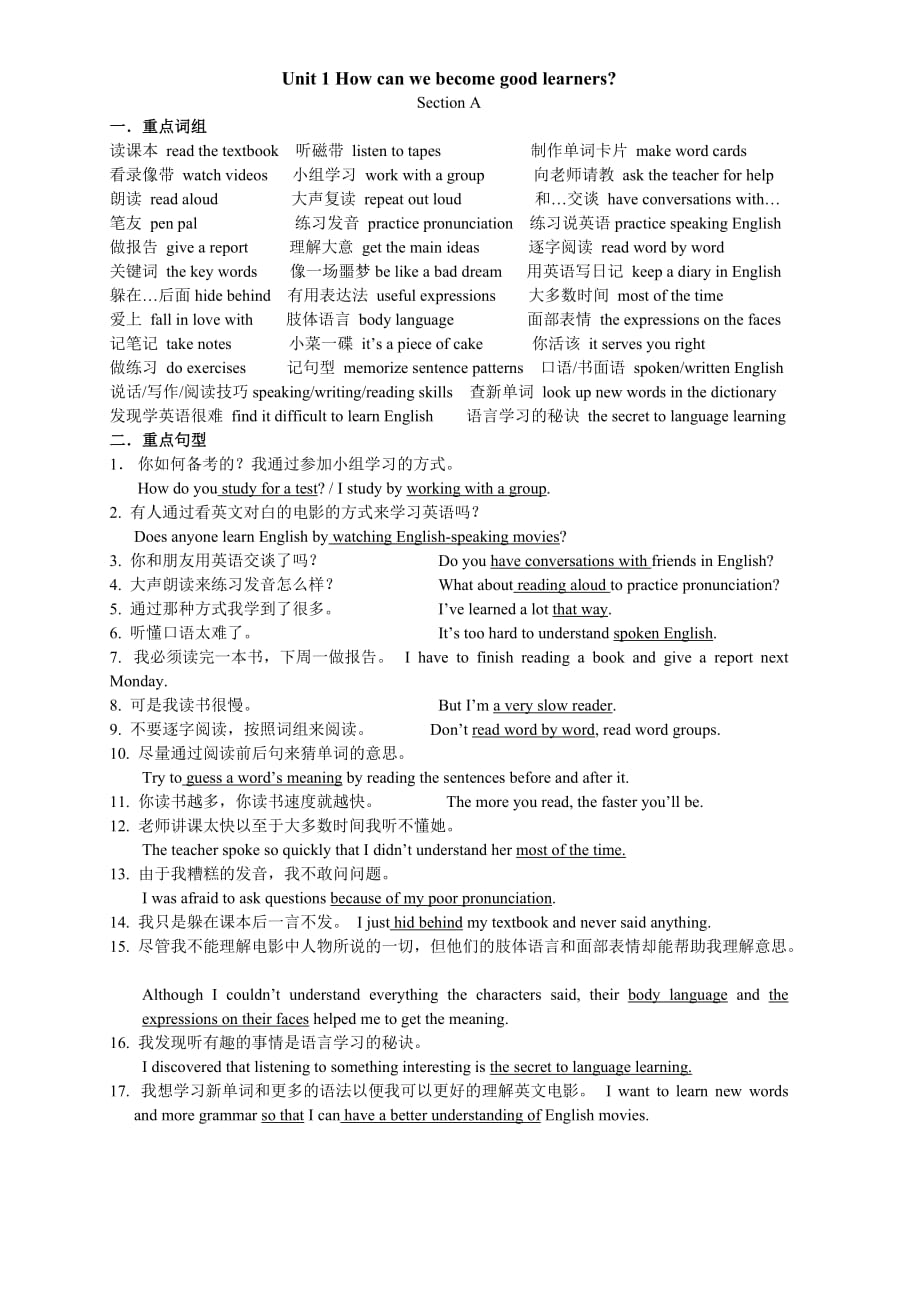 英语人教版九年级全册unit 1 (1a-2d)_第1页