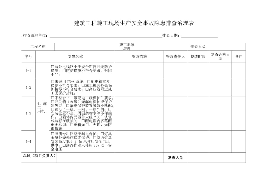 建筑工程施工现场生产安全事故隐患排查治理台账(1)_第4页