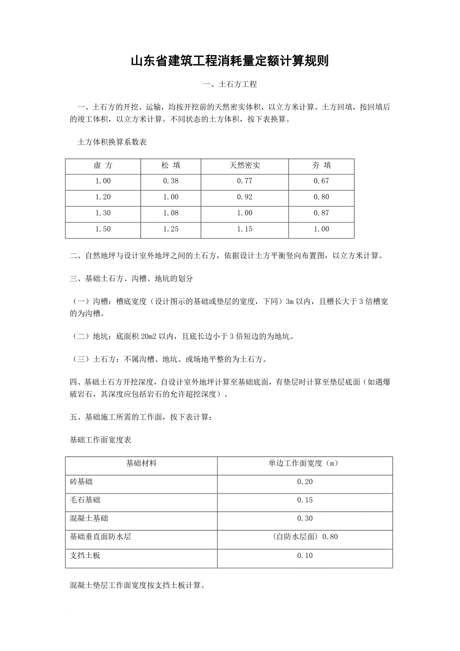 山东省建筑工程消耗量定额计算规则.doc_第1页